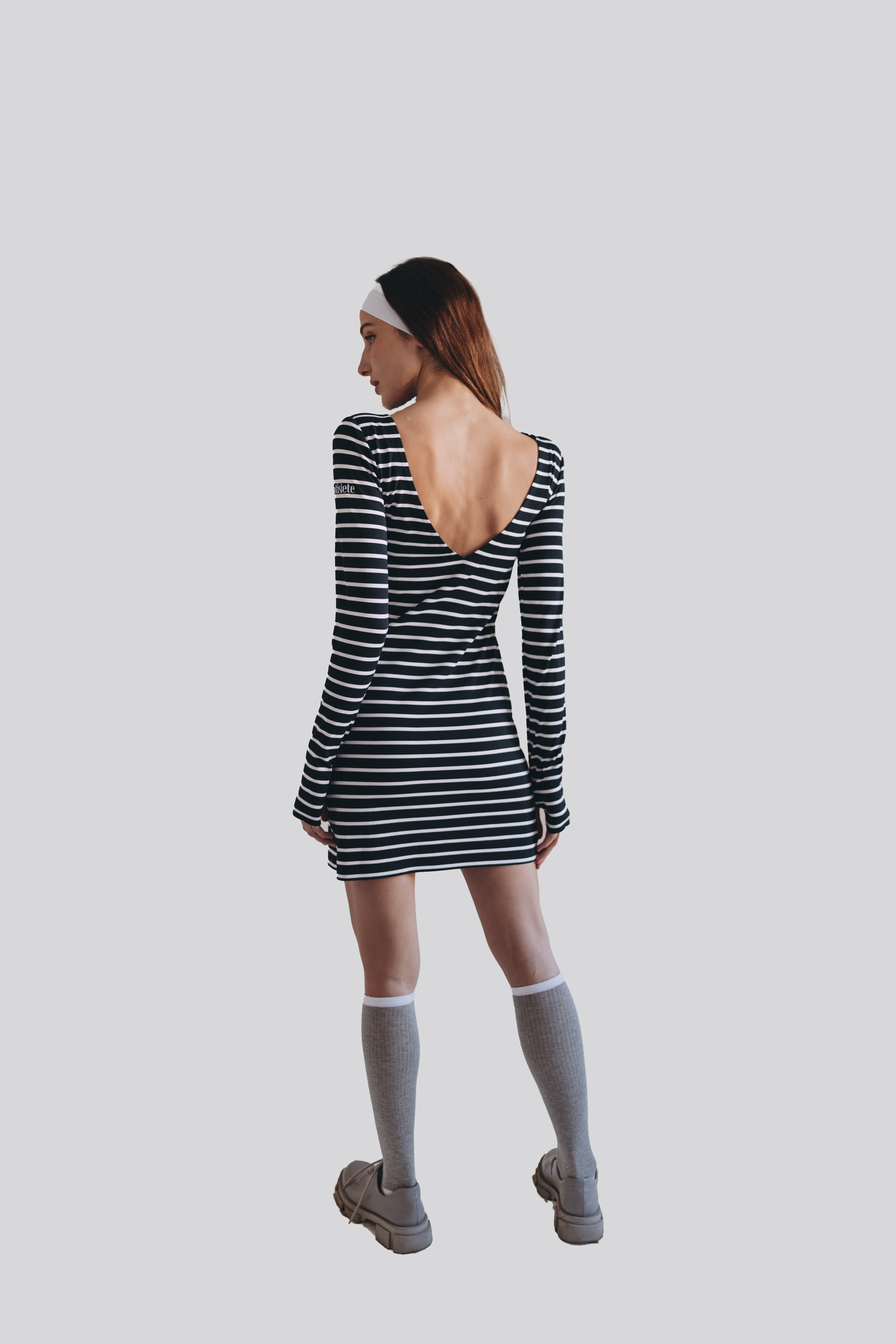 Navy Blue Striped Dress