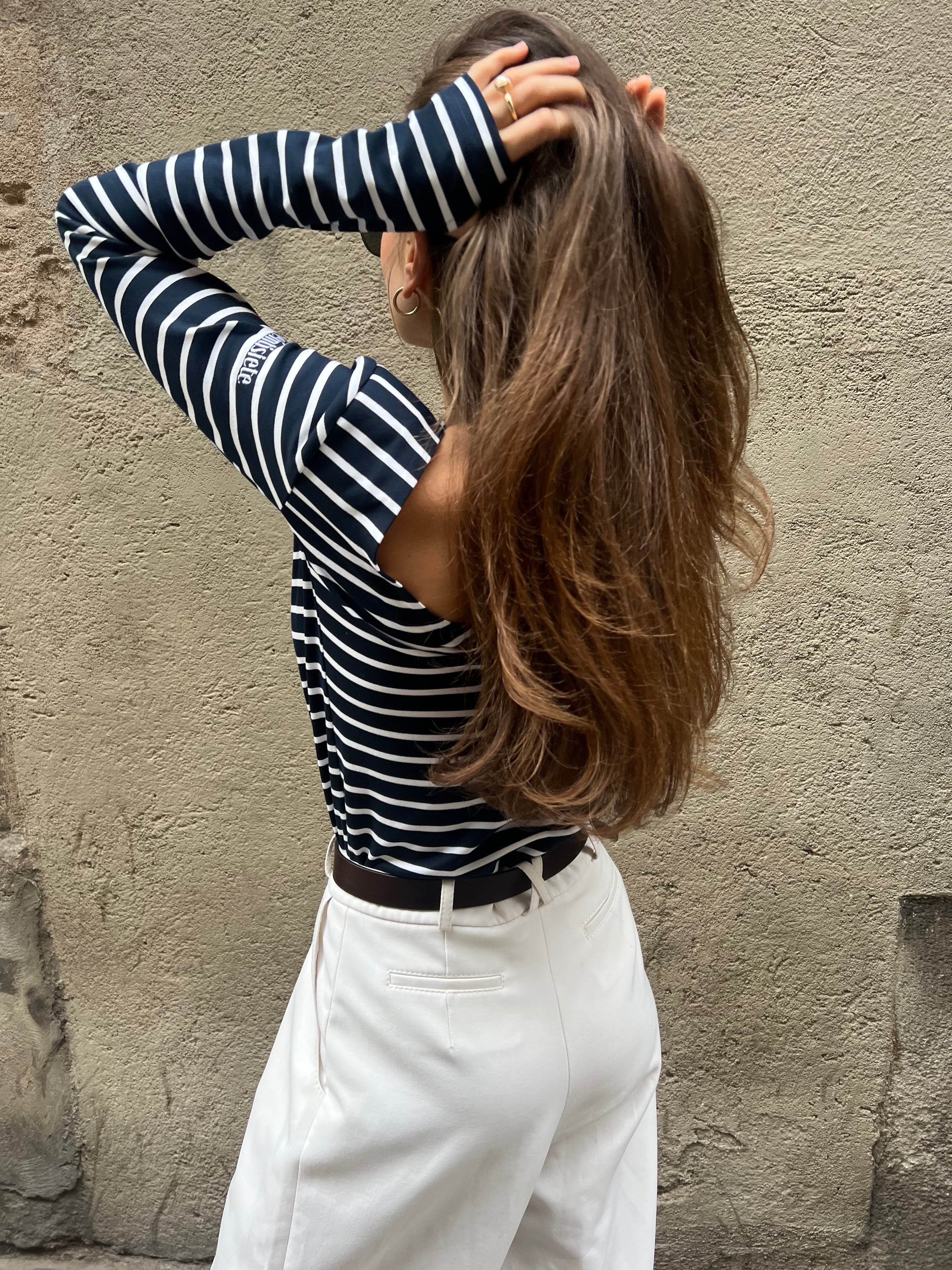 Navy Blue Striped Top 