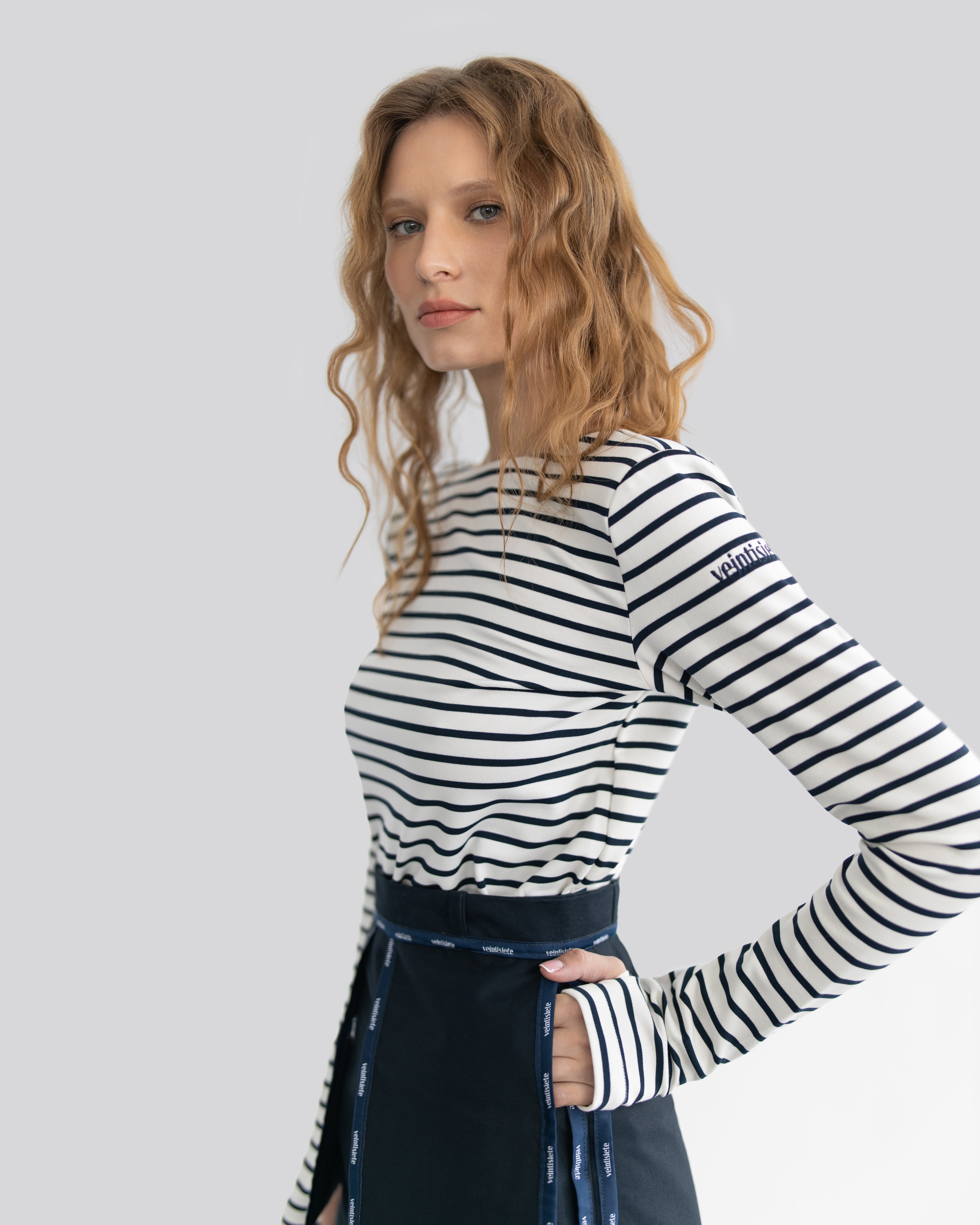 White Long Sleeve Striped Top