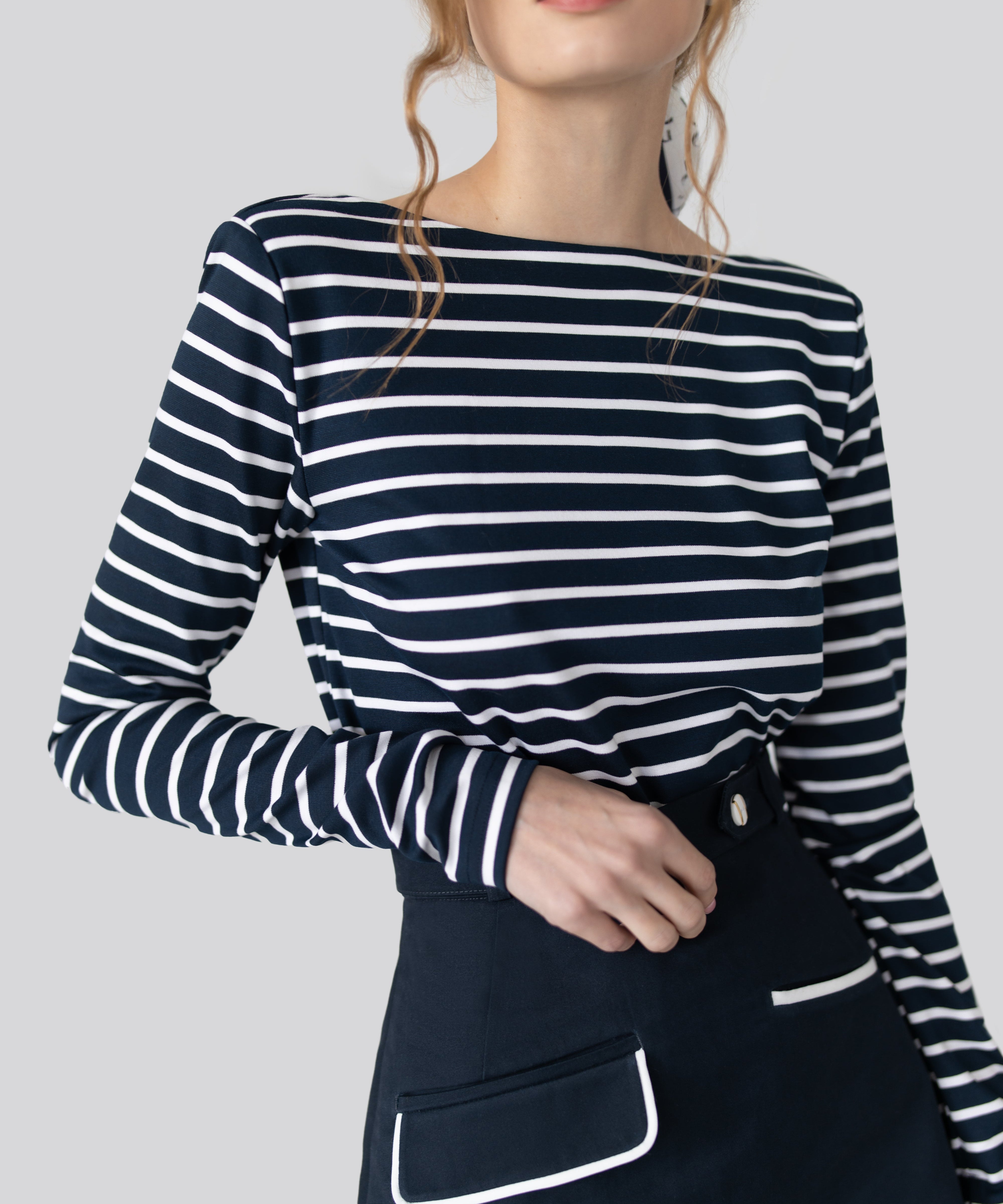 Navy Blue Striped Top