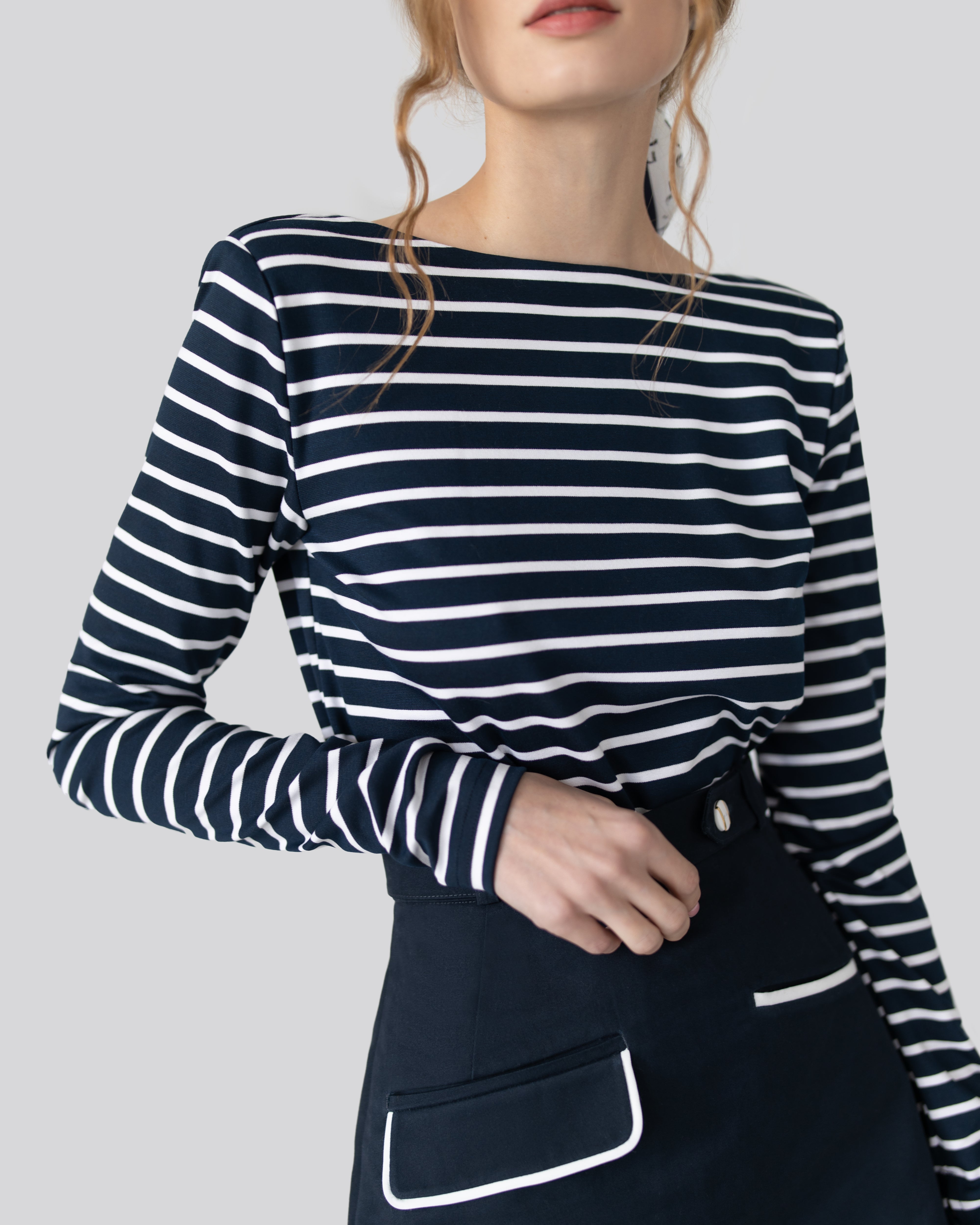 Navy Blue Striped Top