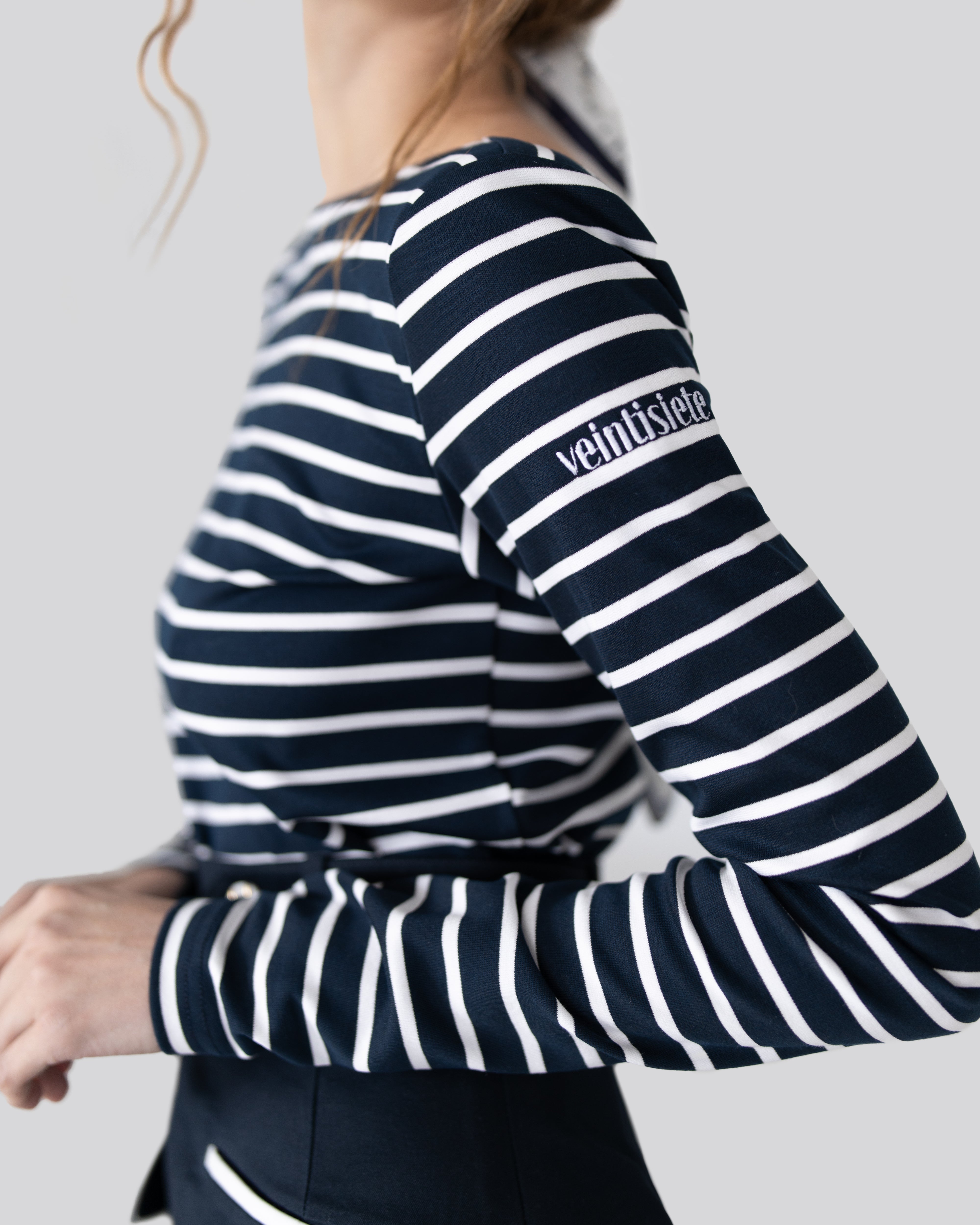 Navy Blue Striped Top